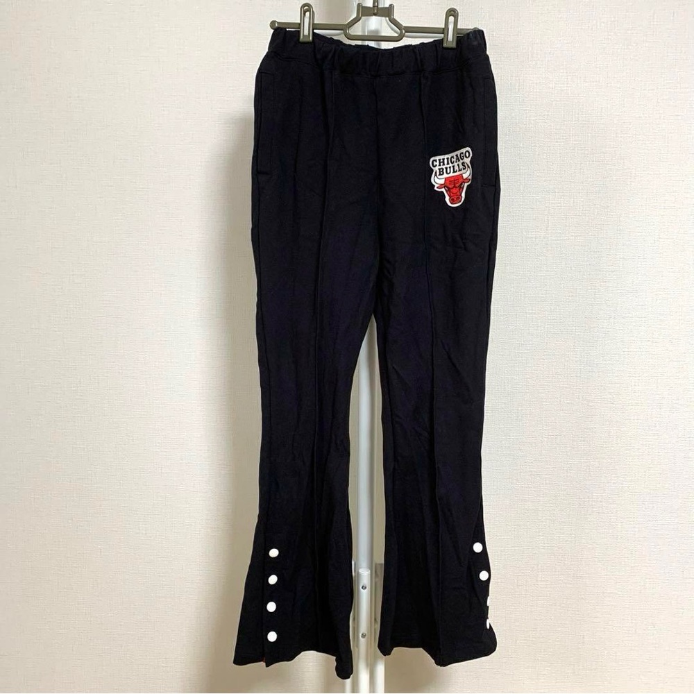 NBA Kids Black Flared Pants with Bulls Logo